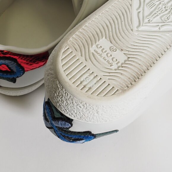 Gucci White Floral Embroidered Leather Ace Sneakers - Pre-Owned (Size 5.5) - Picture 10 of 11